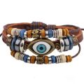【HOT】 Evil Eye Bracelets For Men Women Vintage Leather Rope Cool Adjustable Layered Bracelet Charm Turkey Jewelry Halloween Cosplay. 