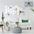 12PCS Removable Acrylic Mirror Setting Hexagon Wall Sticker Decal Honeycomb Mirror for Home Living Room Bedroom Decor. 