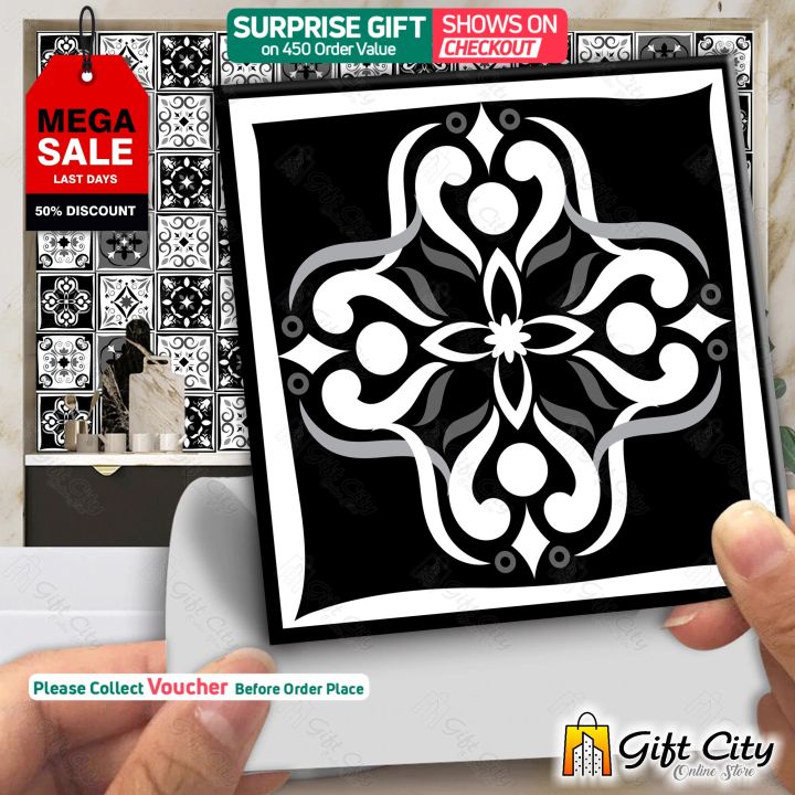 Gift%20City%20Presents%20Black%20and%20White%20Multi%20Pattern%20Design%20Wall%20Decorative%20Self%20Adhesive%20Tile%20Stickers%20Multiple%20Quantity%20-%2012x12%20cm%20for%20Bathroom%20Kitchen%20Wallpaper%20Decoration%20-%20Gift%20City%20-%20Image%202