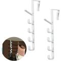 Plastic Door Hooks For Hanging Cloth Door Hook Hanger Vertical Bags Rack With 5 Hook New Style Storage Holder For Clothes/Hats/Towels/Scarf/Robe/Cap/Key - 1Pc. 