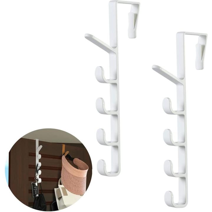 Plastic Door Hooks For Hanging Cloth Door Hook Hanger Vertical Bags Rack With 5 Hook New Style Storage Holder For Clothes/Hats/Towels/Scarf/Robe/Cap/Key - 1Pc