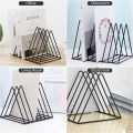 Set of 2 Triangle File Holder Desk Organizer Iron Wire 9 Section Storage book Rack Magazine Holder For Office Home Decoration. 