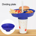 Dinner Plate with Dividers Dinner Plate Divided Plates 3-in-1 Detachable Straw Hole Easy to Clean All-in-one Tray Bowl Food Container for Snacks Drinks Snack Bowl with Removable Base. 
