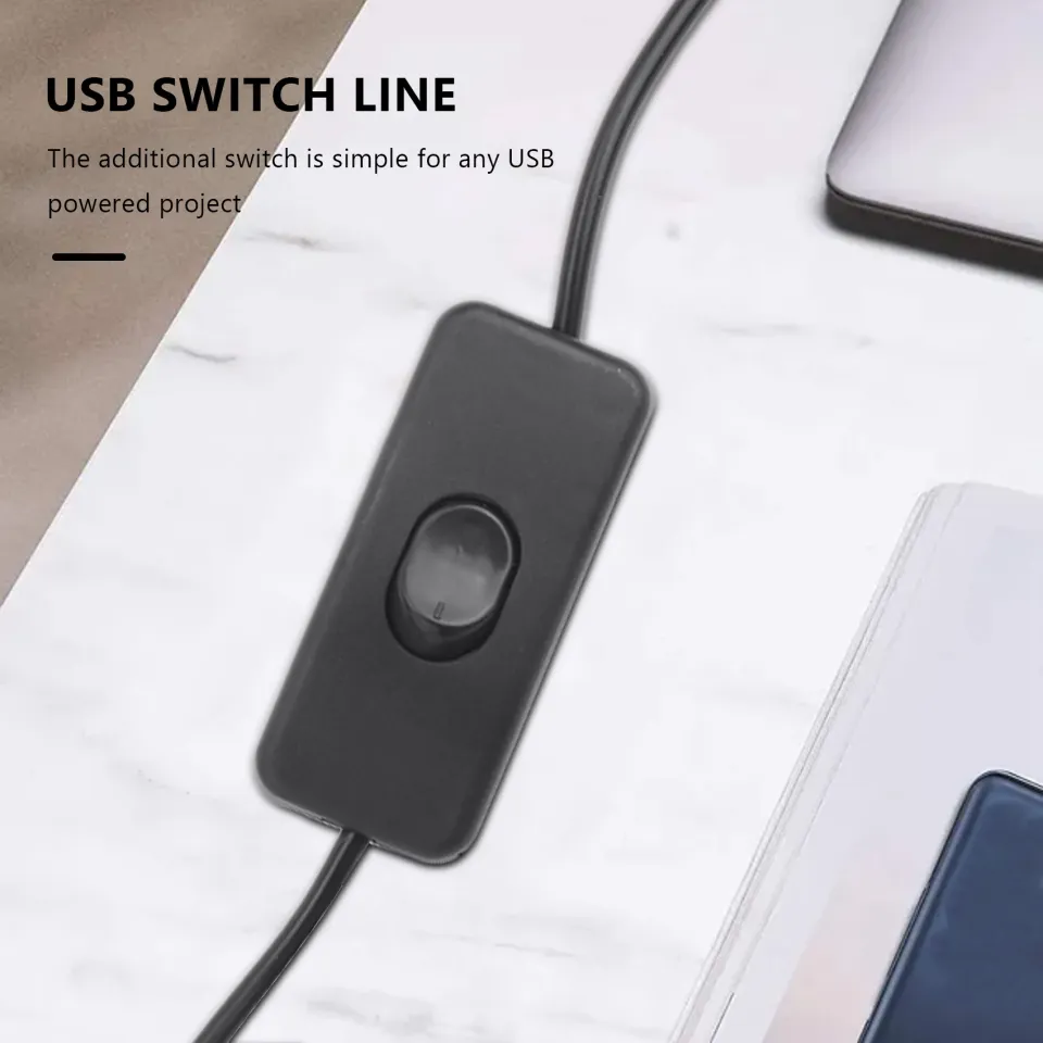 RUXELY USB On/Off Switch Cable - 1FT Extension With Toggle Button For LED Lights, Fans & Low-Power USB Devices