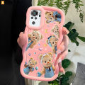 AMORVOR for Redmi Note 10 Note 10S Poco M5S Back Cover Butter Bear Pattern Luxury Phone Case Macaron Wave Soft Silicone Mobile Cover. 
