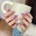 【Menggh】Purely handmade purple cat's eye butterfly nail art. 