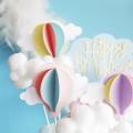 Hot Air Balloon Cake Topper Happy Birthday Party Decor Kids Boy Girl Clouds Cake Decor Birthday Party. 