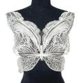 【shengxiong6525】White Beige Orange Fabric Butterfly Appliques Mesh Tri Embroidered Wedding Gown Collar Sew On Patch For Dress Decoration. 