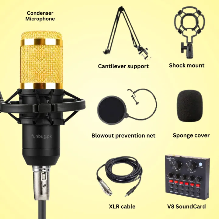 ORIGINAL%20BM800%20Condenser%20Microphone%20KIT%20with%20&%20without%20V8%20SoundCard%20for%20Studio%20Recording%20~%20Home%20Studio%20Setup%20for%20PodCasting,%20Live%20Streaming,%20Gaming,%20Singing,%20ASMR%20with%20Mic%20Suspension%20Scissor%20Arm,%20XLR%20Cable,%20Shock%20Mount%20and%20Pop%20Filter%20~%20By%20FunBug%20-%20Image%209