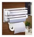 Triple Paper Dispenser | 3 in 1 Foil Cling Film Tissue Paper Roll Holder for Kitchen with Spice Rack -White | Kitchen Triple Paper Roll Dispenser & Holder for Tissue Paper Roll. 