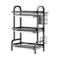 Multi-Tiered Dish Organizer by Matrix Compact 2-3 Tier Dish Rack, Utensil and Plate Holder, Adjustable and Durable Kitchen Storage Solution. 