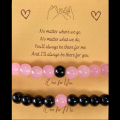 Couple Bracelet- Black with pink  Beads - classic design- 8mm size beads- for boys & girls both- bff- couple. 