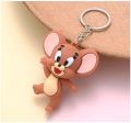 2 Piece Tom and Jerry Soft Silicone 3D Cartoon Character Rubber Keychain Chain. 