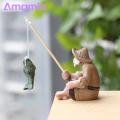 Amamia Figure Sculpture Anti-fade Miniature Fishing Man Statue Scene Layout Prop. 