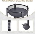 3-Tier Foldable Storage Cart, Rolling Fruit Vegetable Basket Stand with 3 Metal Mesh Baskets, Kitchen Rolling Storage Basket on Wheels for Pantry, Dining Room, Living Room, Round ( Only Black Colour  ). 