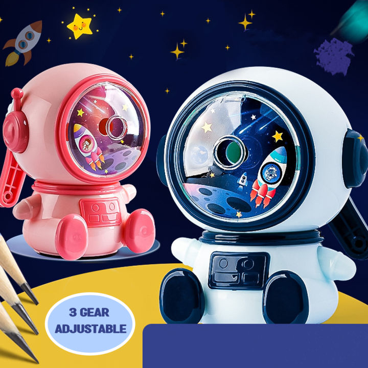 SF 3 Gear Adjustable Spaceman Pencil Sharpener Cute Cartoon Hand Crank Table Sharpeners Machine Stationery