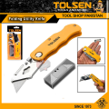 Tolsen Stainless Steel Folding Utility Knife / Tolsen Folding Cutter 61x19 mm Blade with 5 Extra Blades  Model 30007. 