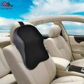 Leather Car Neck Pillow 3D Memory Foam Back Rest Lumbar Cushion - Easy to install, adjustable strap fits all car seats. 