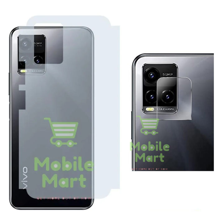 Vivo Y21 Back Protector Carbon Fiber Matte Soft Skin Sheet + Back Rear Camera Protector 9H Gorilla Flexible Protection