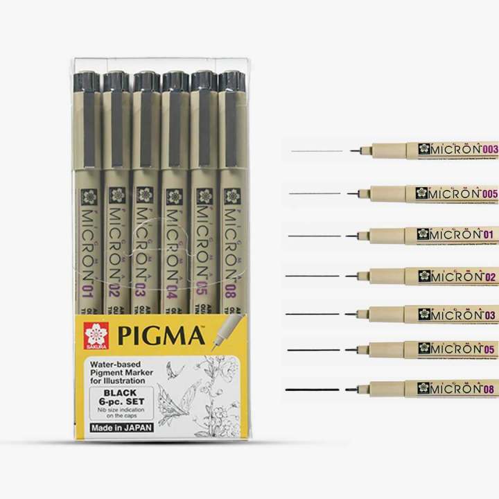 Penne Grafiche Nere Pigma Micron Sakura Fineliners - 7