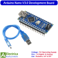 Arduino Nano V3.0 ATmega328P Development Board with USB Cable Mini Compatible Controller Board for DIY Projects, Robotics & Electronics Prototyping by Electrica. 
