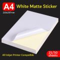 White Matt self-adhesive sticker A4 for inkjet printers (Available in pack of 10/25/50 sheets). 