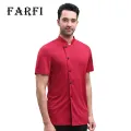 Stand-up Collar Chef Coat Stylish Unisex Chef Shirt Stain-resistant Kitchen Uniform for Restaurant Bakery Waiter Cooks Short Sleeve Stand Collar Top. 