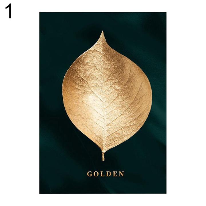 Modern Golden Plant Leaves Canvas Painting Home Office Picture Poster Wall Decor