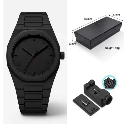Arabic Numeral Watch for Men – Aura Watch with Eastern Arabic Dial | Watch for Boys, Watch for Men Stylish, Watch Men Luxury | Matte Black Wristwatch Gift Box & Without Box – Item Cart