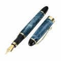 Blue Marble Chunky Medium Flex Nib Fountain Pen For Office Gift. 