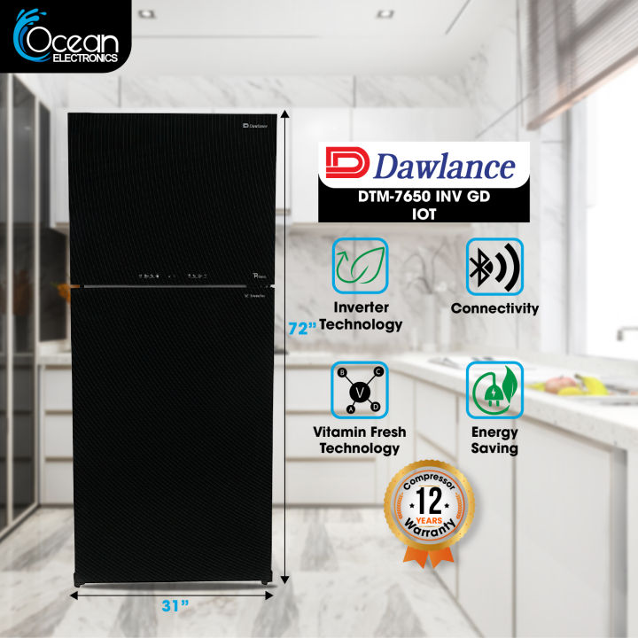 Dawlance Double Door Inverter Refrigerator DTM-7650 Glass Door Iot No Frost Wifi 12 Years Warranty