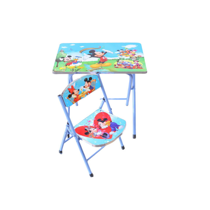 Mickey Mouse Kids Study Table and Chair Set – Foldable, Colorful Cartoon Design for Boys & Girls Ahmii Mart