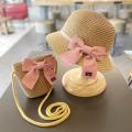 【HOT】 2-8 Years Kids Sun Hat Girls Summer New Straw Bag Cap Set Baby Travel Sun Protection Beach Hats Sun Fisherman Hat For Child. 