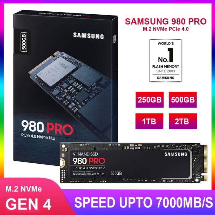 Samsung 980 Pro 1TB 2TB 500GB 250GB SSD M.2 NVMe PCIe Internal Solid State Disk M2 2280 PCIe Gen 4.0 x 4 up to 70000 MB/s for Laptop Desktop PC and PS5