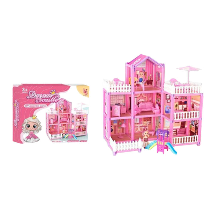 Dream Castle Big Doll House for Girls - 162 Pieces 3-Storey Villa Family DIY Accessories Assembly Toy Girl Gift