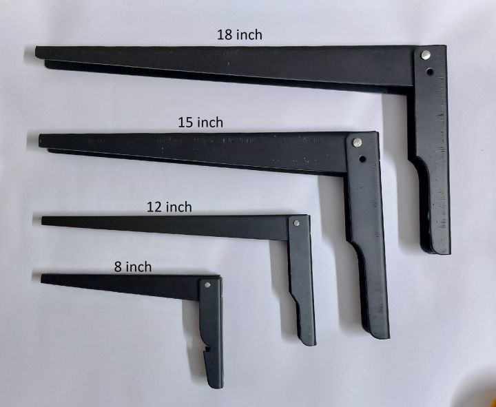 2 Pcs Heavy Duty Folding Shelf Brackets,Robust Foldable Wall Shelf Support Bracket for Bench Table,Bookshelf,Work Bench with Install Screws, 4 Sizes Available 8, 12, 15, 18inch