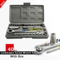 100% Combination Socket Ratchet Wrench Set 40 Pcs. 