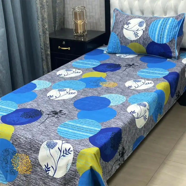 Cotton Crystal Single Bed Sheet Set-1 bed sheet 1 pillow cover