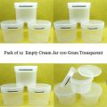 Empty Plastic Containers for Makeup 100 Gram Transparent / Refillable Empty Jars for Cosmetics Cream Pot Jar. 