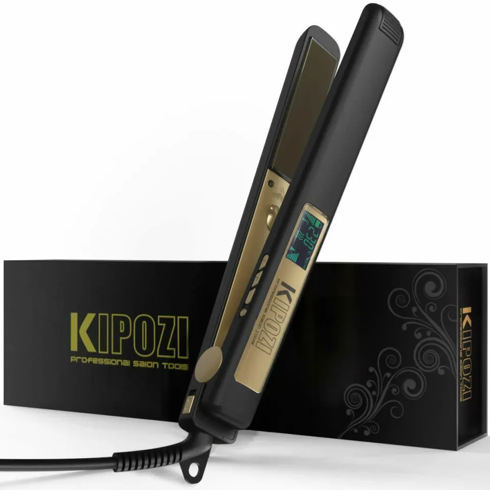 Kipozi 1 inch Professional Titanium Flat Iron Curling Iron Dual Voltage Hair Straightener Anti Frizz Digital Display KIPIZO 137 Gold Daraz.pk