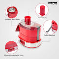 Geepas 4-in-1 multi-function food processor (Model-GSB9990) | electric blender juicer, 2-speed with pulse function & safety interlock | 800w |juicer, blender, mixture & coffee mill included- assorted | RED. 