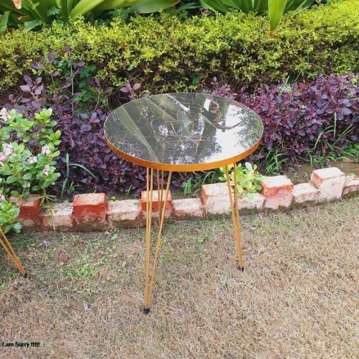 MDF Wood Round Nesting Table With Metal Stand Set of Round table