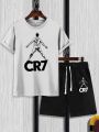 Summer Mens CR7 printed  T-shirt+short For Mens Track Suit. 