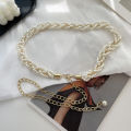 Woven Pearls Waist Chain Belt Women Metal Gold Color Belt Simple Korean Style Chain Belt Sweater Dress Decoration Chain Belt. 