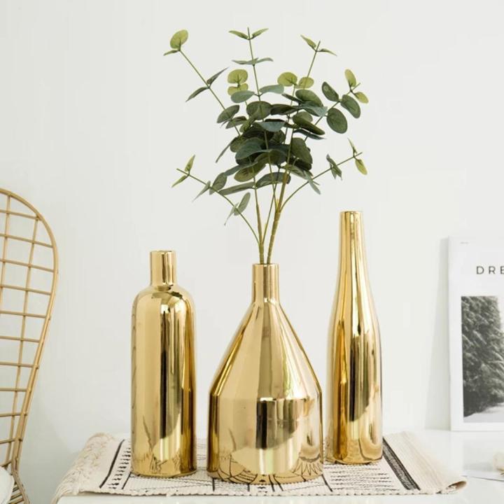Gold Vase Ceramic Nordic Decoration Home Flower Vase Home Decoration Accessories Modern Living Room Decoration Vases for Flowers