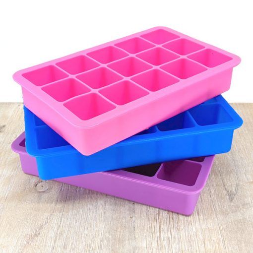 Easy Push Square Silicone Ice Cubes Tray (RANDOM COLORS)