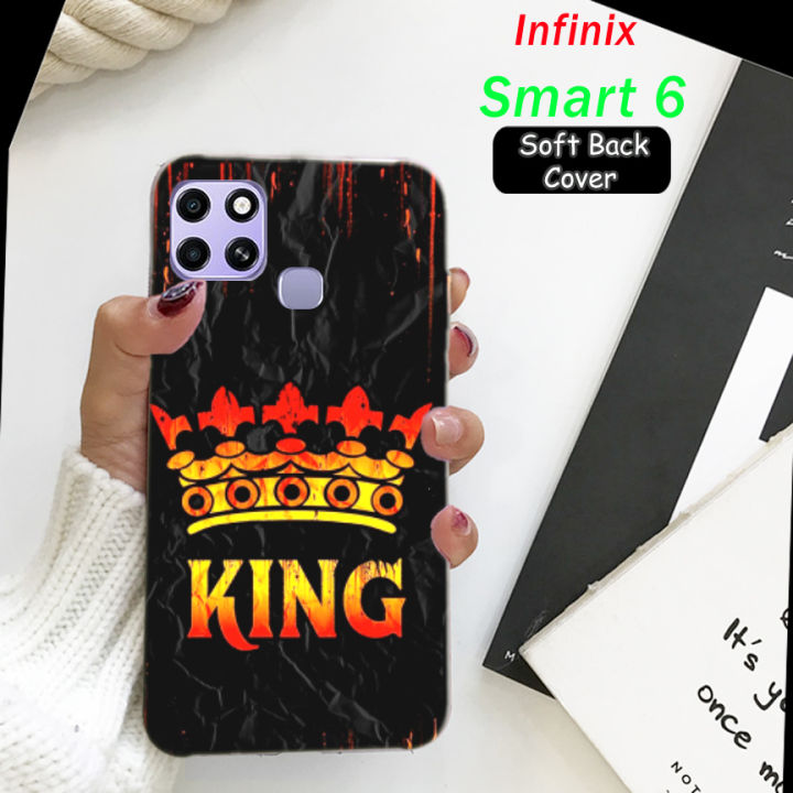 Infinix Smart 6 Back Cover Boys - King Style Mobile Back Cover Pouch - Black Airbag Case Anti Shockproof Phone Case