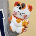 HOCE Fashion Cartoon Lucky Cat Phone Cases For iPhone 15 14 13 11 12 Pro Max 15 Plus XR XS Max Case Cute Style Glossy Soft Silicone Cover. 