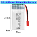 3.7v 800mah Lithium Battery for rc Drone Helicopter and rc Toys Size: 45mm x 25mm x 9mm. 