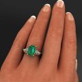 14k Gold Jewelry Green Emerald Ring for Women Bague Diamant Bizuteria Anillos De Pure Emerald Gemstone 14k Gold Ring for Females. 